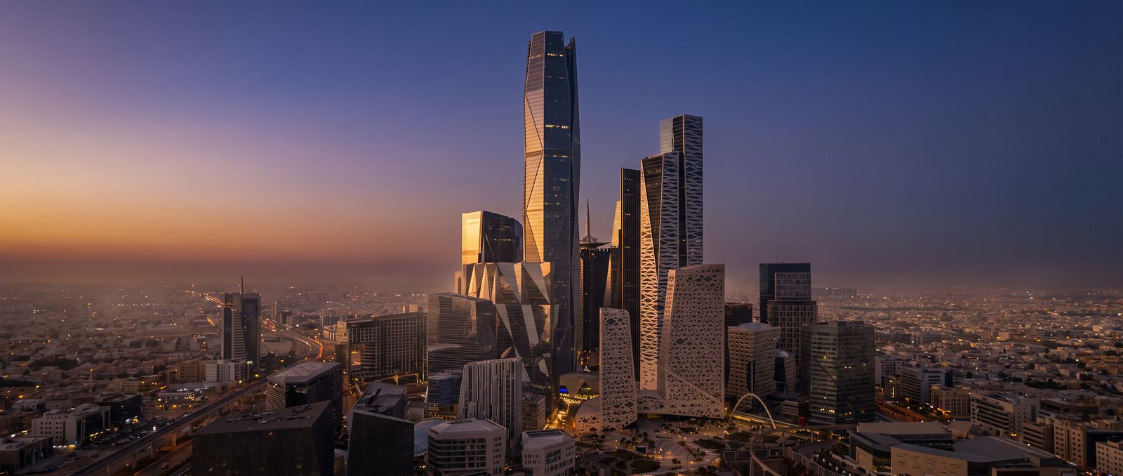 Riyadh skyline at sunset, King Abdullah Financial District
